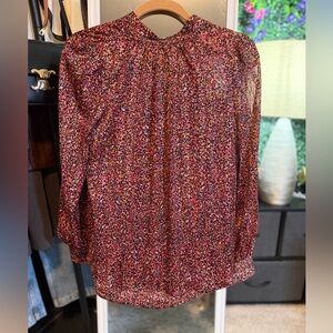 H&M Black Floral Top with Pink & Orange Accents